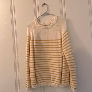 White and yellow sweater!